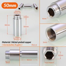 1/2" BSP Extension Pipe Female x Male Chrome Plated Brass Length 10mm to 500mm