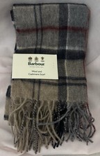 BARBOUR WOOL & CASHMERE SCARF IN MULTI COLOURED TARTAN PATTERN