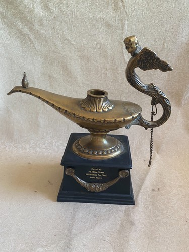 Vintage brass genie oil - oil, lamp