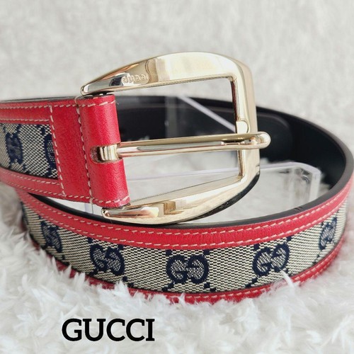 Gucci leather belt red - leather, gg