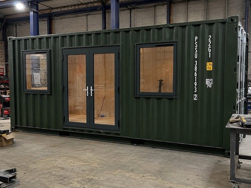 Green shipping container - green,