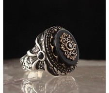 Black onyx silver ring - onyx,