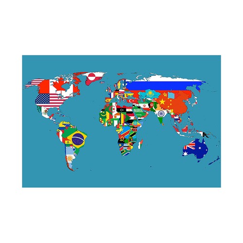 Large world map poster - map, flag
