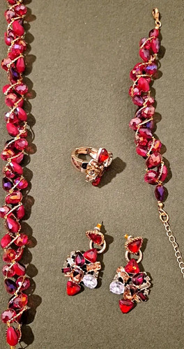 Gold plated red - heart, crystal