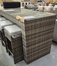 Rattan Bar Table Set With 6