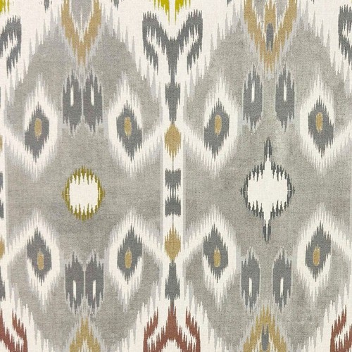 Zena ikat grey fabric - ikat,