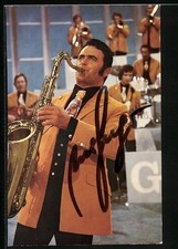 Postcard Musician Max Greger Plays Saxophone, Autograph 