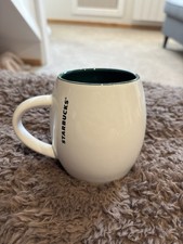 Starbucks Green & White Ceramic Barrel Mug Oval 2016 Edition