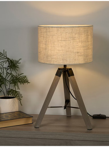 Wooden tripod table - tripod, lamp
