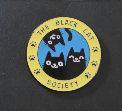 Pin badge brooch black cat - brooch,