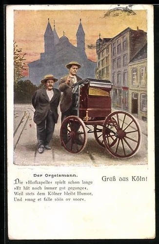 Postcard cologne organist - cologne,,