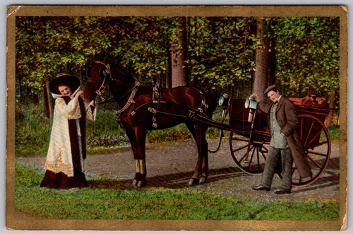 Antique postcard horse drawn - postcard, horse-drawn