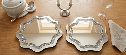 Silver glass wavy - silver, round