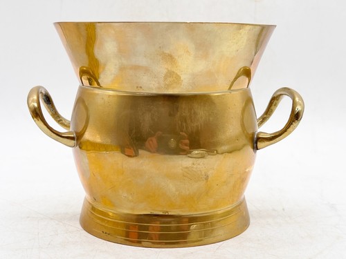 Vintage old brass plant - plant, pot
