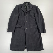 Vintage St Michael M&S Mens Tweed Coat Black Medium 38 Wool Long Length