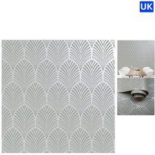 Chic Silver/Grey Peacock Art Deco Wallpaper - Straight Match for Perfect Harmony