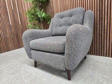 Designer Label Camden Retro Steel Grey Fabric Electric Reclining Armchair