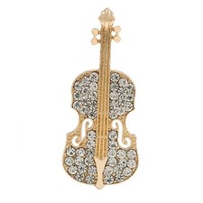 Gold Tone Clear Crystal Cello