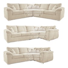 New Large Corner Sofa 4-5 Seater L Shaped Soft Cord Delta Bespoke Cream Sofa