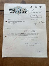 1954 Letter Wallis & Co Long