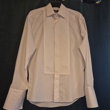 Marks and Spencer M&S Mens White Dress Shirt Double Cuff Collar 15 Inches