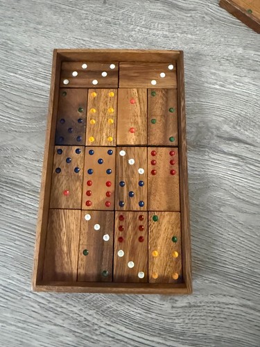 Vintage wooden dominoes set - vintage,