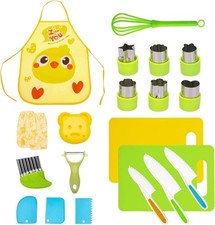 20PCs Kids Kitchen Toddler Cooking Set Chopping Apron Crinkle Cutter