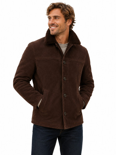 Men brown wool shearling - men's,