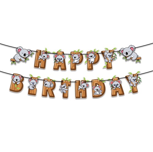 Koala birthday party banner - party,
