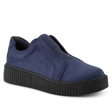 Ladies Pavers Navy Flat SlipOn Trainers Shoes Size7(40) Memory Foam BINB chunky