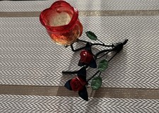 Metal and glass candle holder