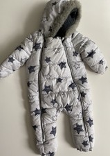 Fred And Flo 18-24 Months Grey Star Pramsuit snowsuit With Detachable Mittens