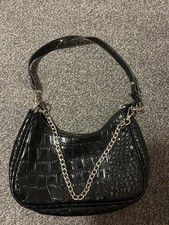 Black crocodile point - crocodile, handbag