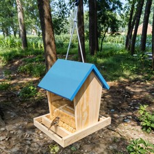 Wild Garden Bird Hanging Feeder Station Wooden Seed Nut Feeding Table with Roof