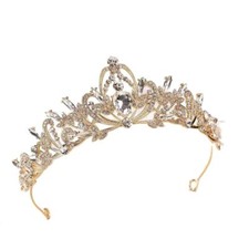 Baroque crystal crown tiara - crystal,