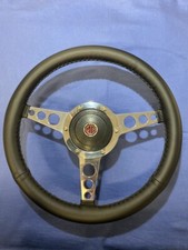 MGB Mountney 15"  Luxury Black Leather Flat Steering Wheel & Bos Kit 1976   056