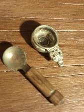 Dolls House 1/12 Scale Miniature Artisan Pewter Porridge bowl & Wooden Spoon 