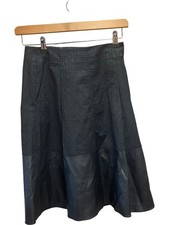 Karen Millen Black Midi Skirt Grid Pattern Paneled - Size UK 8