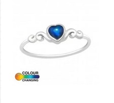 Heart mood color changing sterling silver ring