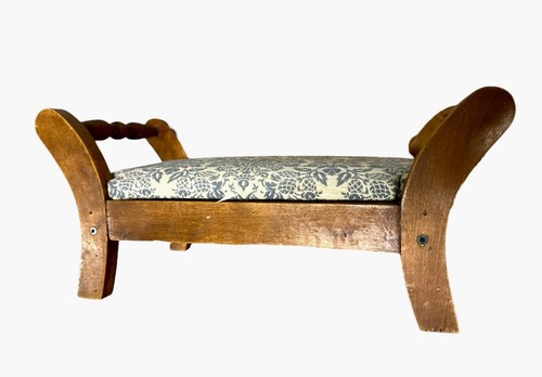 Antique upholstered footstool - antique,