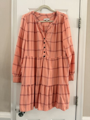 Loft peach plaid knee length - loft,