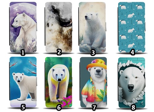 Polar bear flip wallet case - bear,