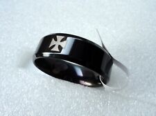 Templar Maltese Cross Stainless Steel Ring Black Size Z UK