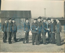 1940s Photo SASO Officers Meet air ministry officials RAF Base A/C JF Young left