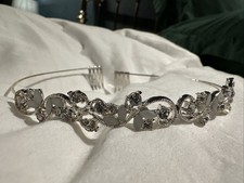 Silver Tiara Headband with Rhinestones Wedding Bridesmaid Communion