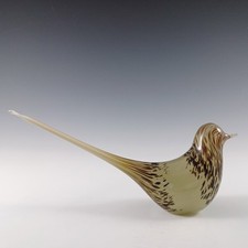 MARKED Wedgwood Brown Glass Long-Tailed Bird Sculpture