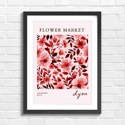 Floral market botanical red - market,