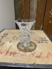 Bohemia Crystal Vase Vintage Hand Cut Czech Republic Traditional Footed