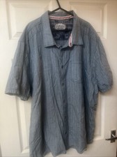 Mantaray Shirt Blue Striped Pattern Short Sleeve Mens XXXL