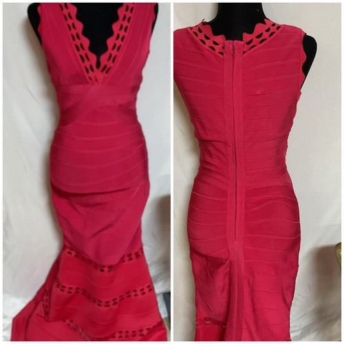 Elegant red bandage dress - bandage,
